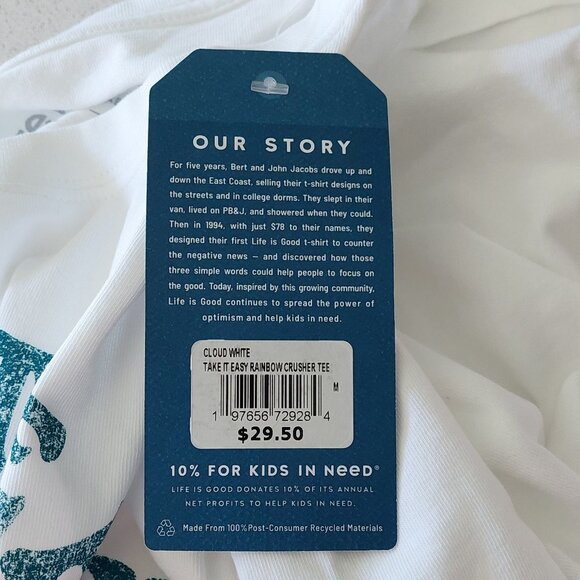 Life Is Good "Take It Easy" White Crusher Tee Men's Med & Large - Picture 10 of 11